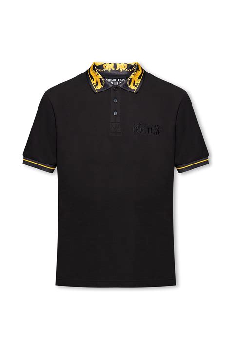 versace jeans polo neck jersey top with embellished logo|Versace Jeans Couture T.